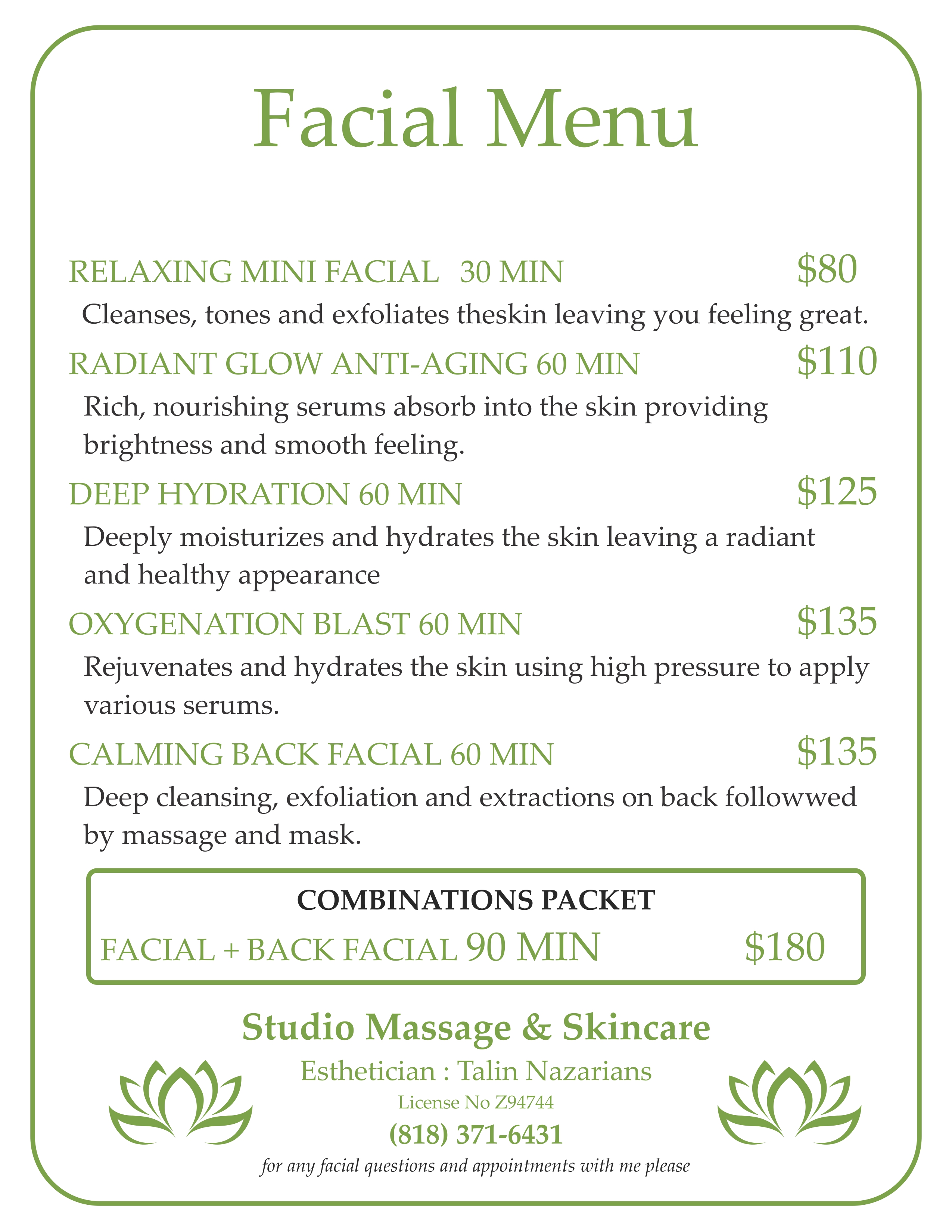 Facial Menu